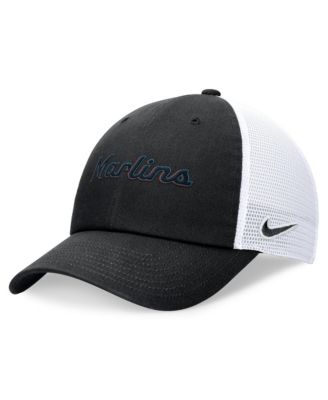 Men's Black Miami Marlins Wordmark Adjustable Trucker Hat