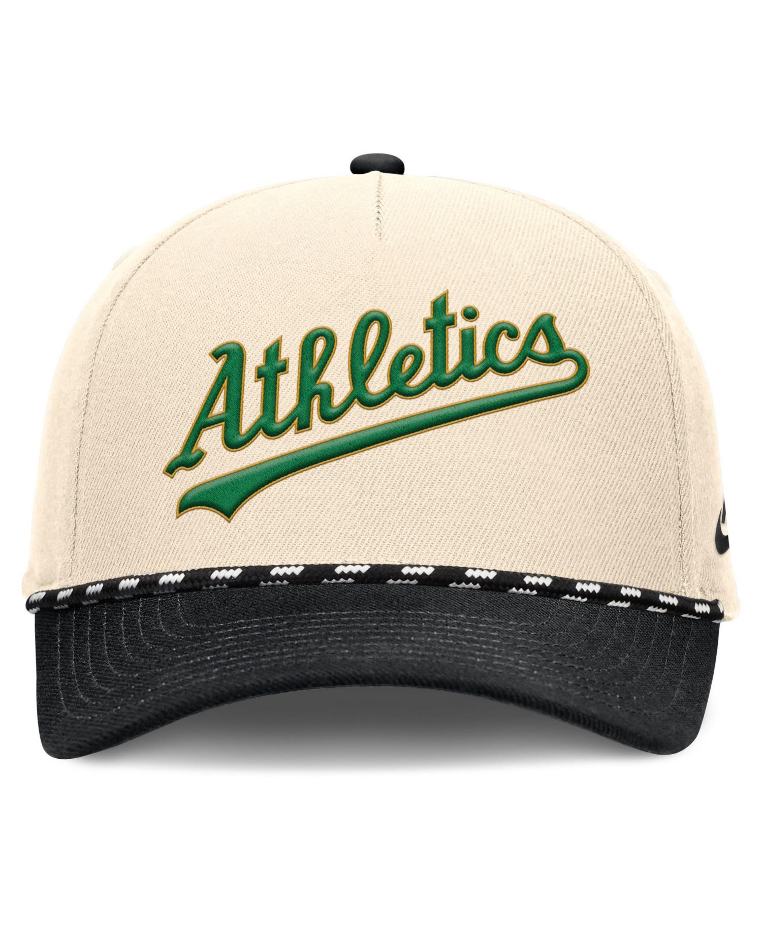 Men's Natural/Black Oakland Athletics Cooperstown Collection Rise Adjustable Hat