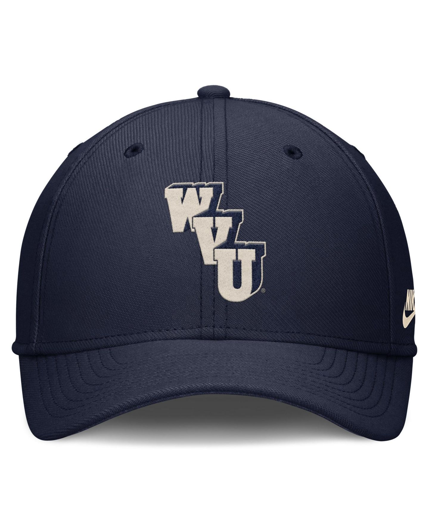 Мужская кепка Nike Navy West Virginia Mountaineers Dri-FIT Vintage Rise Swooshflex Flex Hat — фото 2