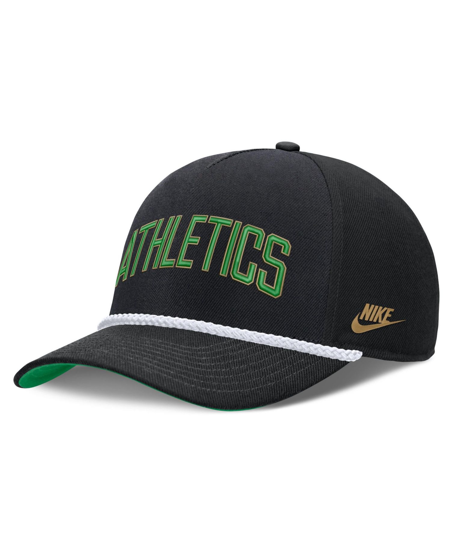 Men's Black Oakland Athletics Cooperstown Collection Rise Adjustable Hat