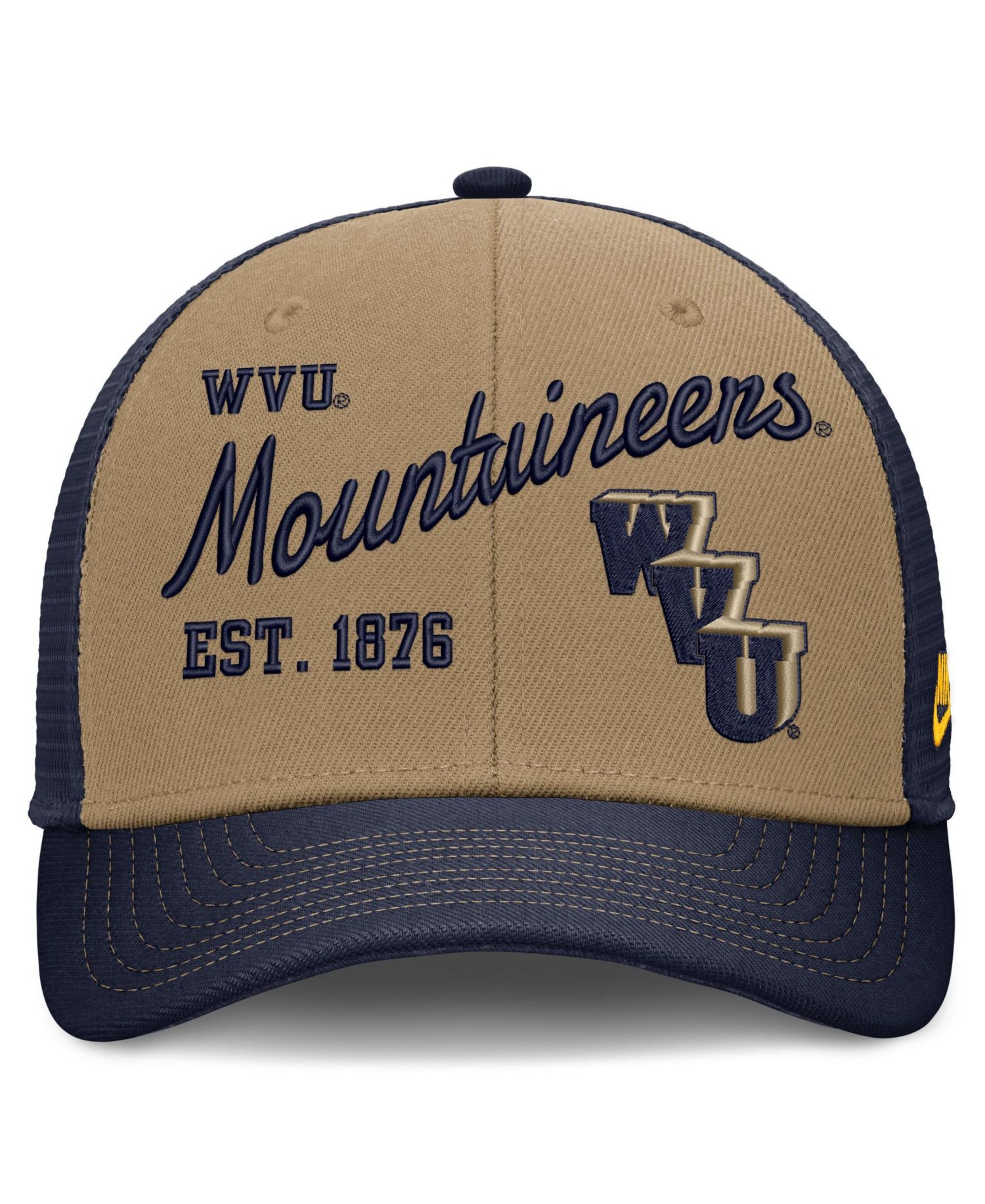 Men's and Women's Beige/Navy West Virginia Mountaineers Legacy Rise Trucker Adjustable Hat