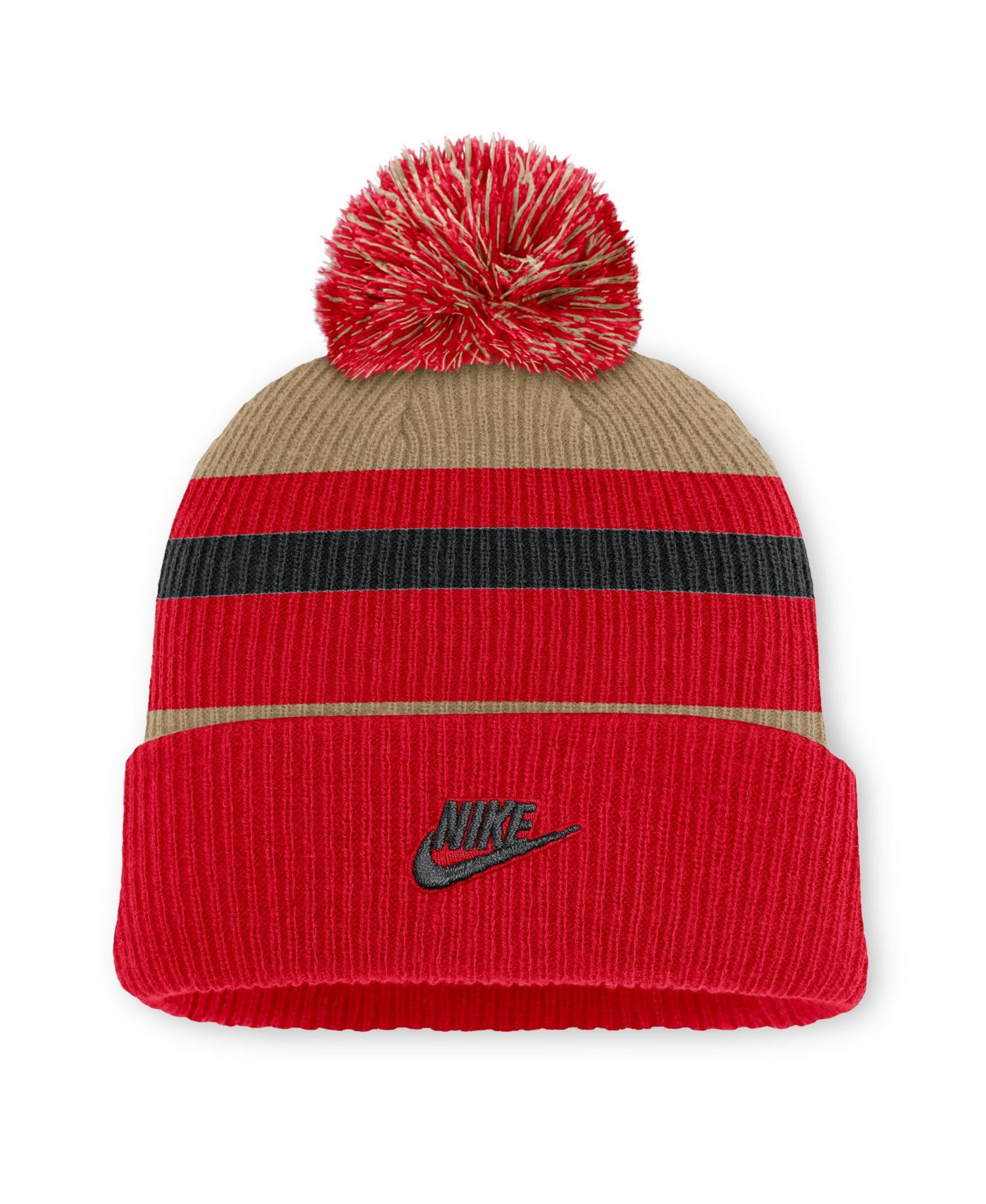Men's and Women's Scarlet Ohio State Buckeyes Legacy Striped Cuffed Knit Hat with Pom