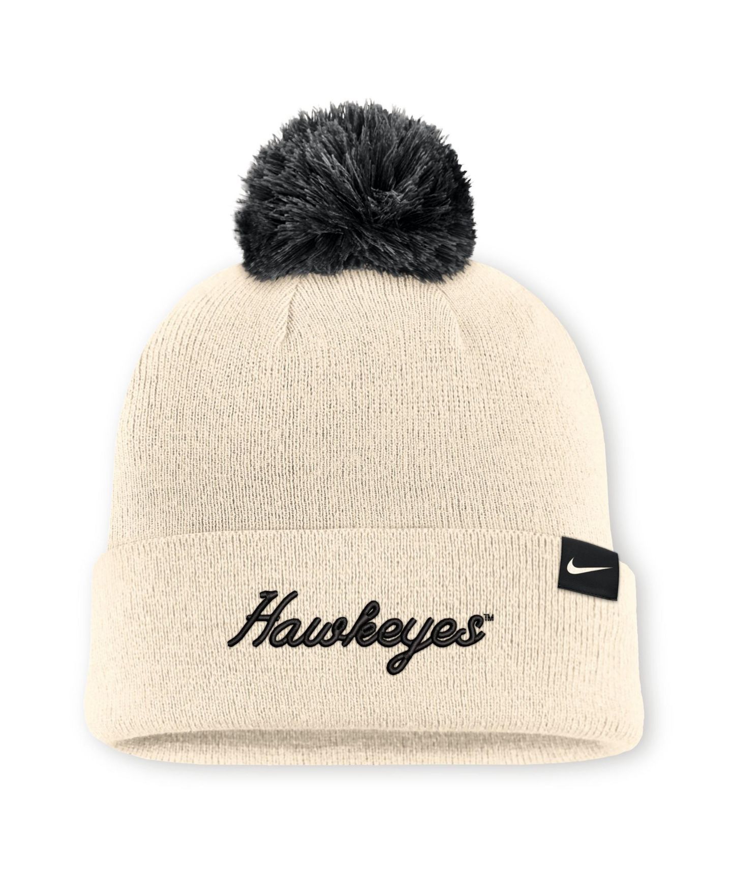 Шапка Nike Natural Iowa Hawkeyes Campus Prep Script Cuffed Knit Hat with Pom — фото 2