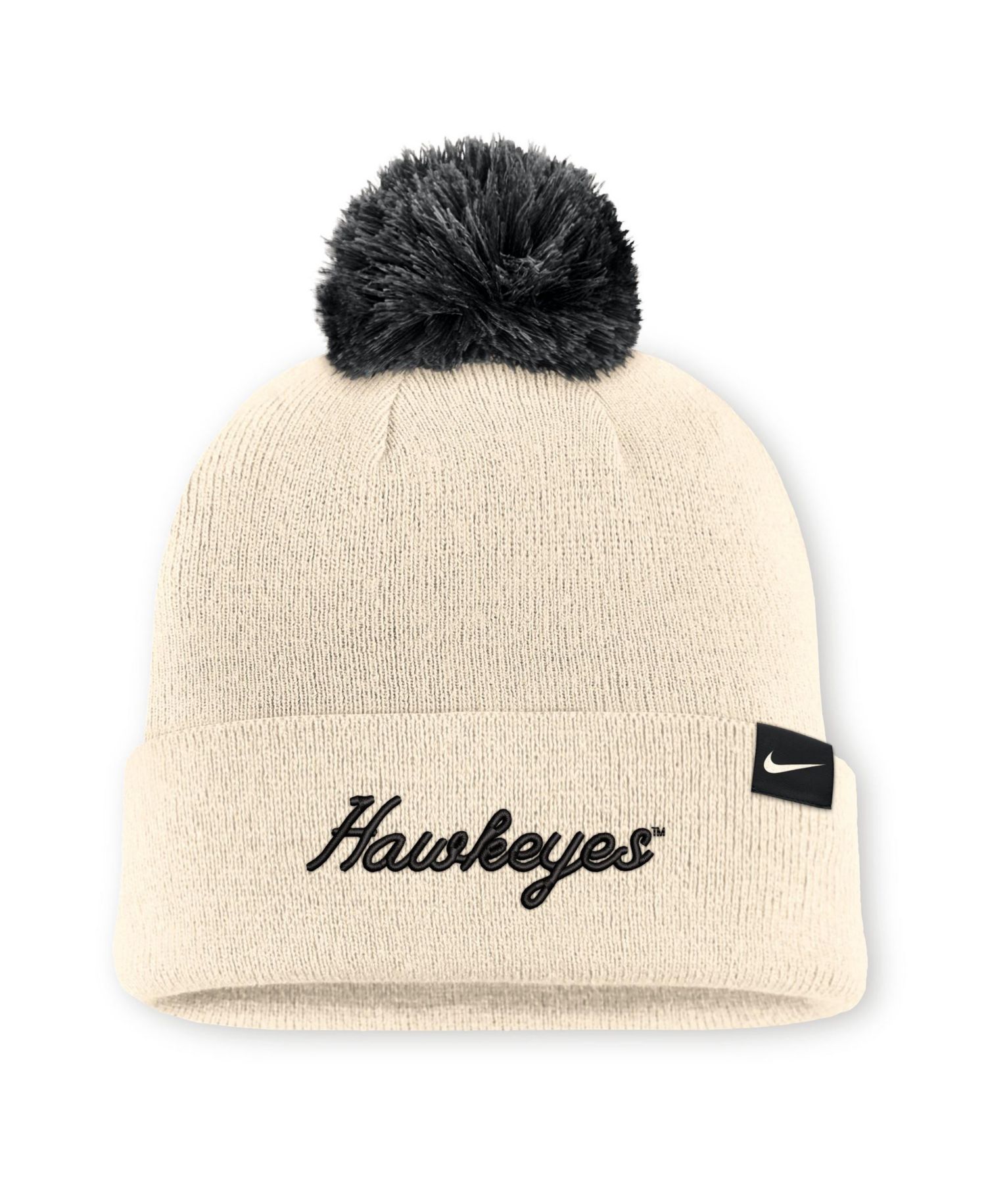 Men's and Women's Natural Iowa Hawkeyes Campus Prep Script Cuffed Knit Hat with Pom