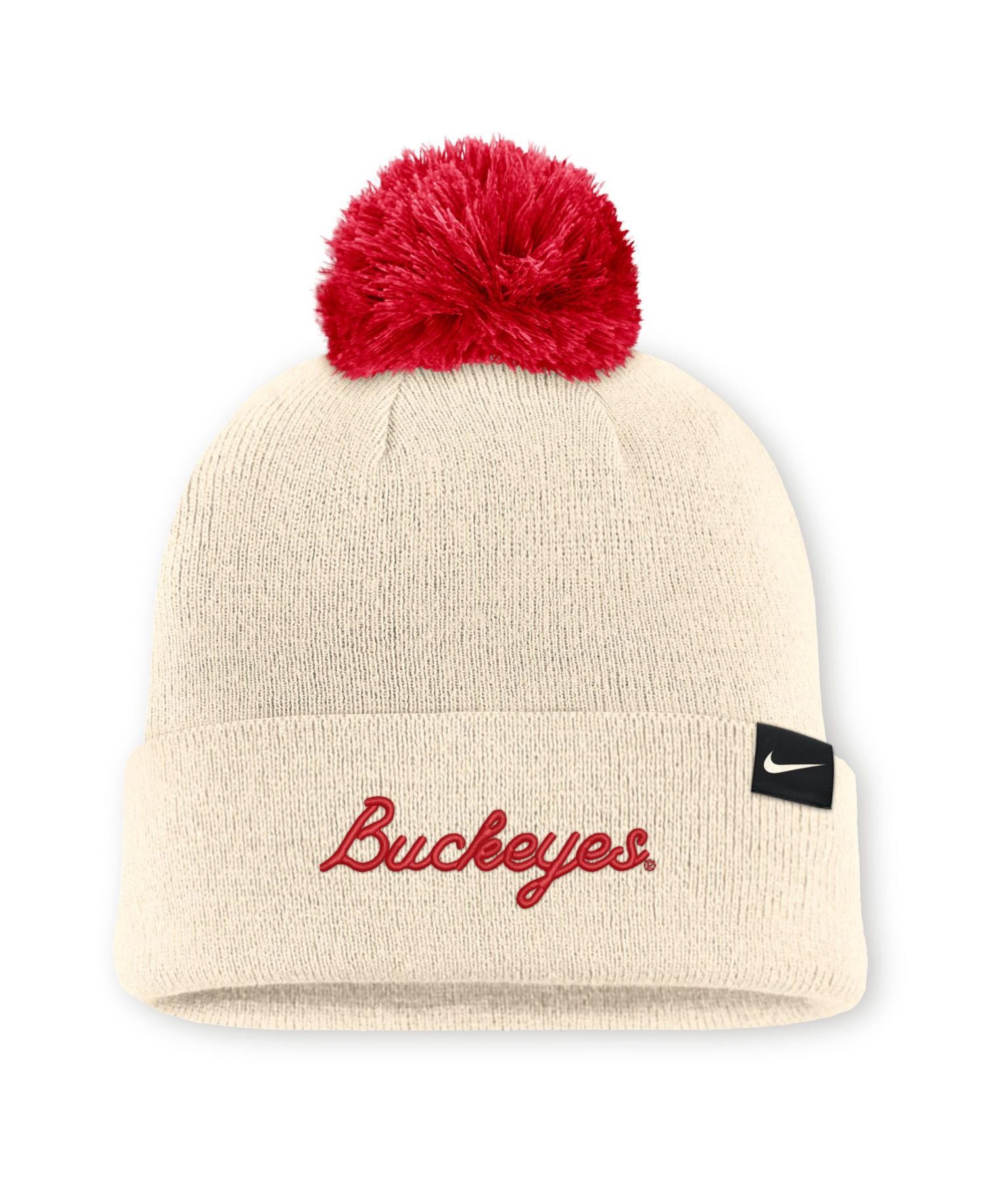 Men's and Women's Natural Ohio State Buckeyes Campus Prep Script Cuffed Knit Hat with Pom