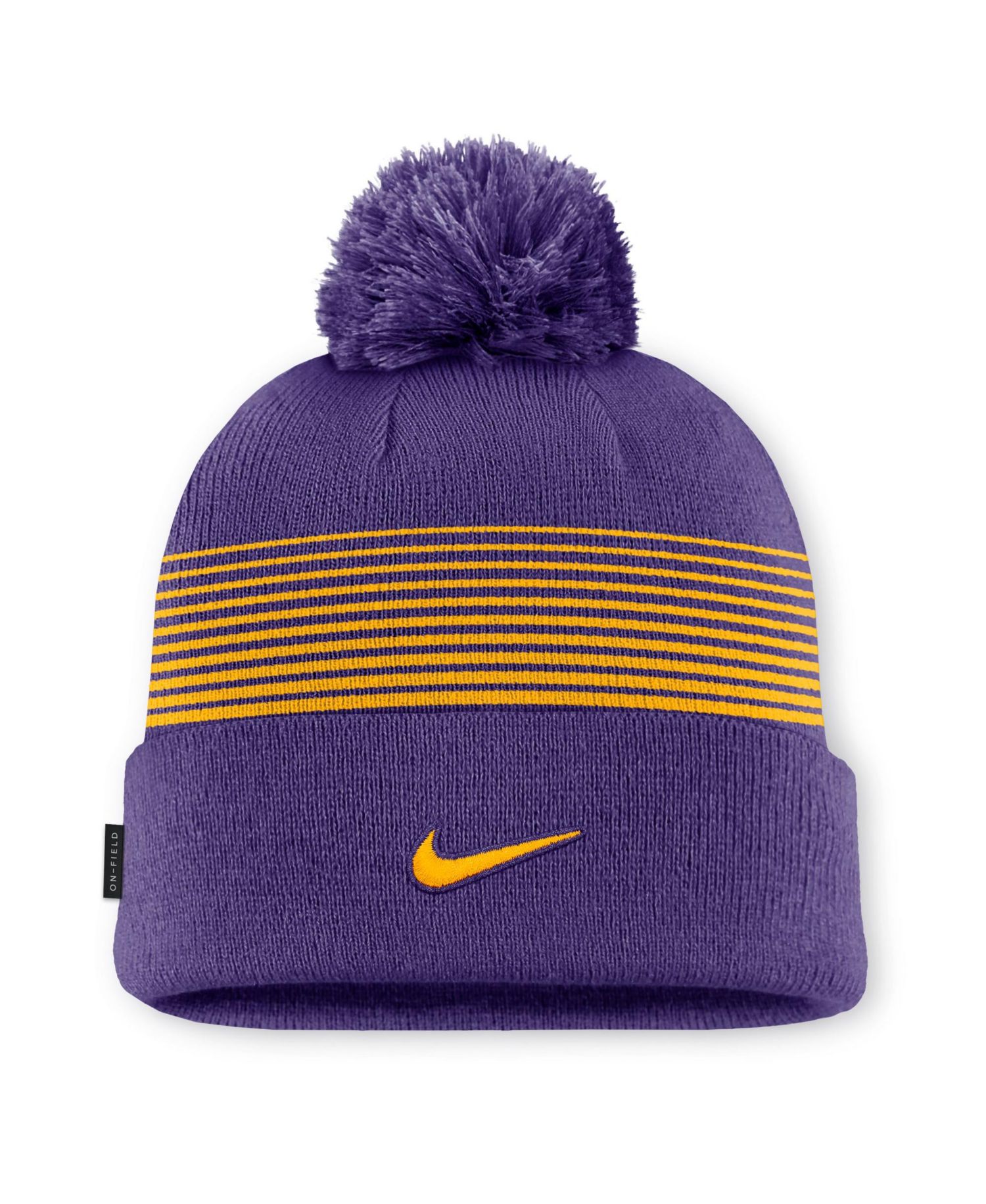 Men's and Women's Purple LSU Tigers 2026 On-Field Cuffed Knit Hat with Pom