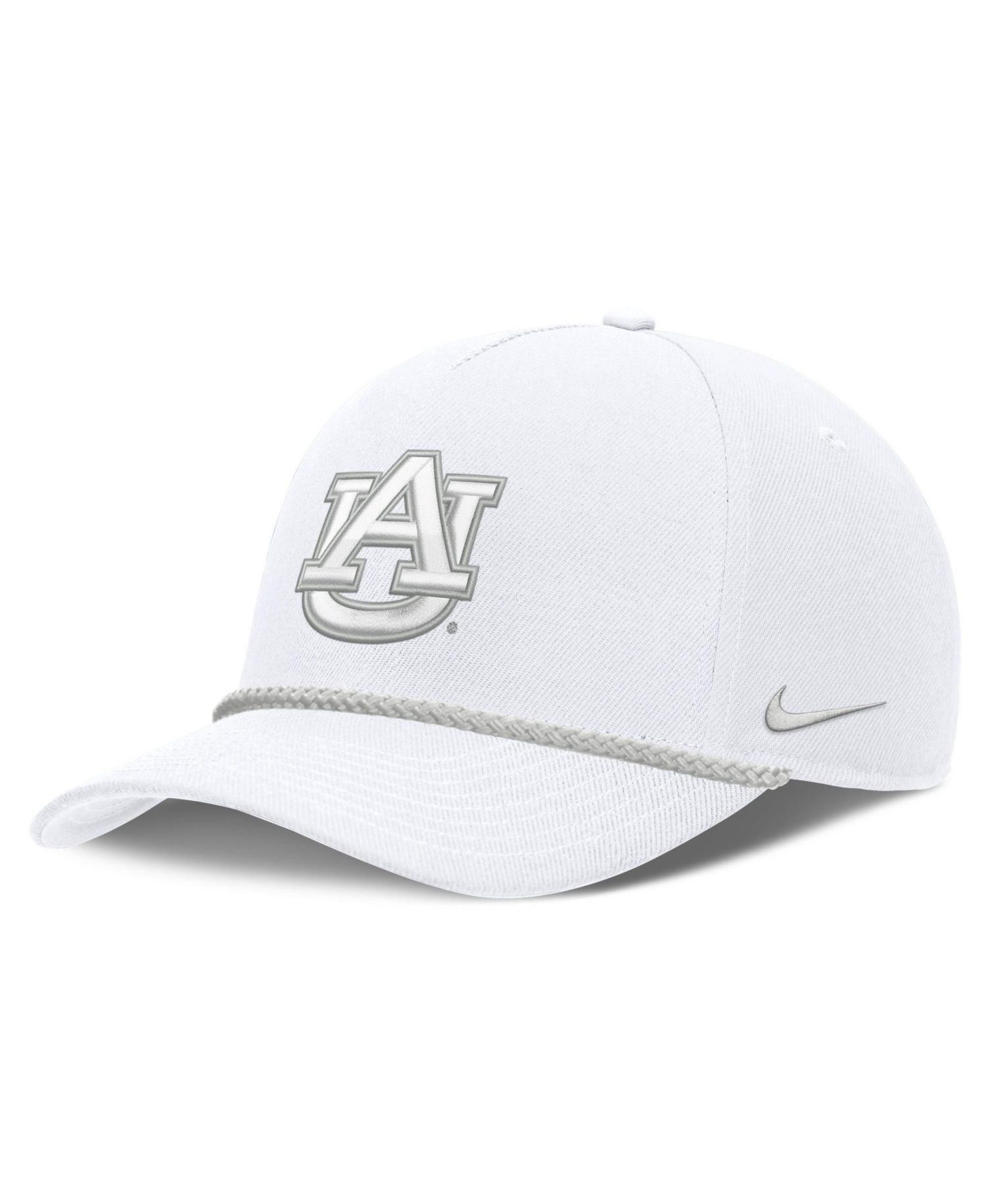 Men's and Women's White Auburn Tigers Rope Rise Adjustable Hat