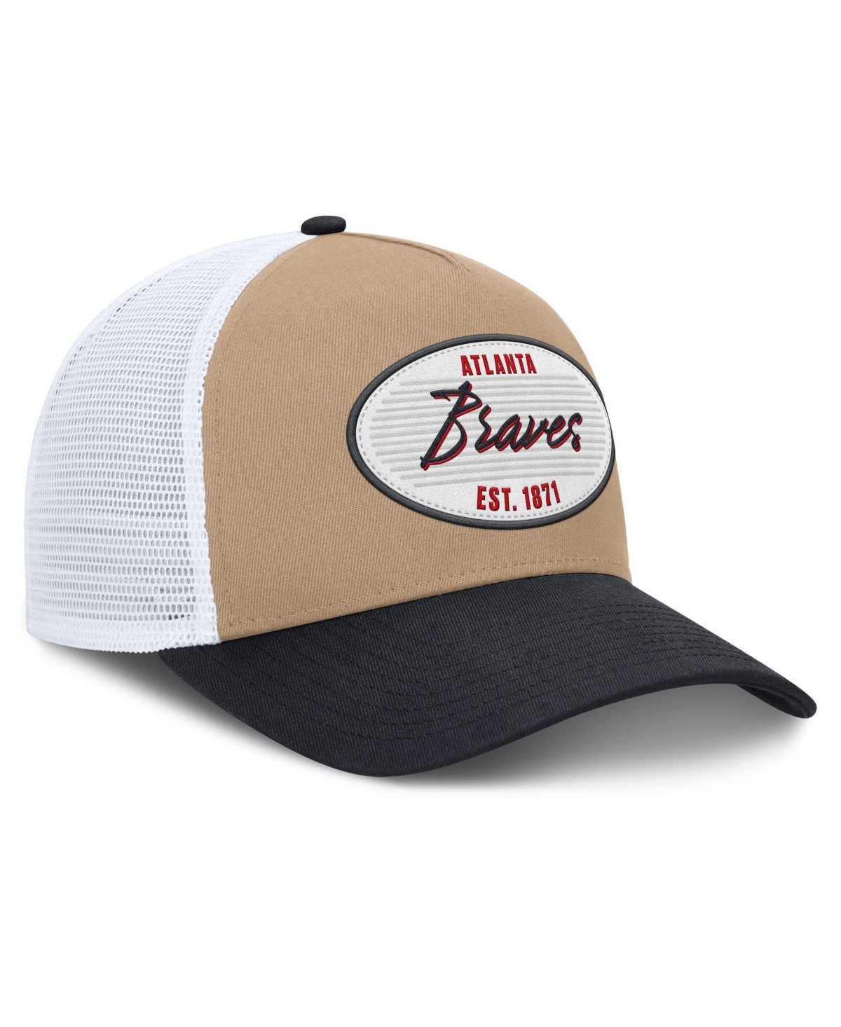 Men's Nike Khaki/Black Atlanta Braves Rise A-Frame Trucker Adjustable Hat