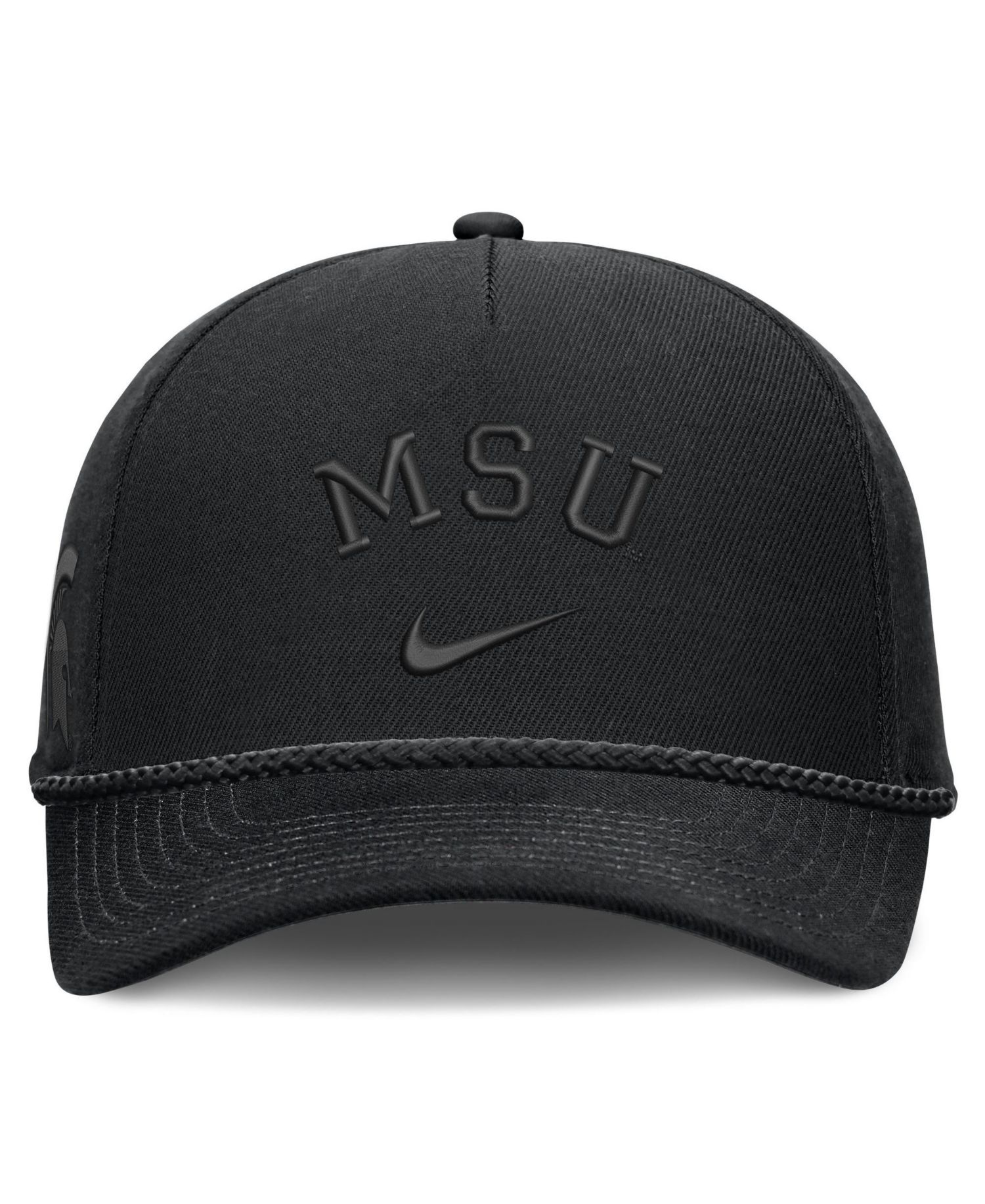 Men's and Women's Black Michigan State Spartans Campus Prep Tonal Rope Rise 5-Panel Adjustable Hat