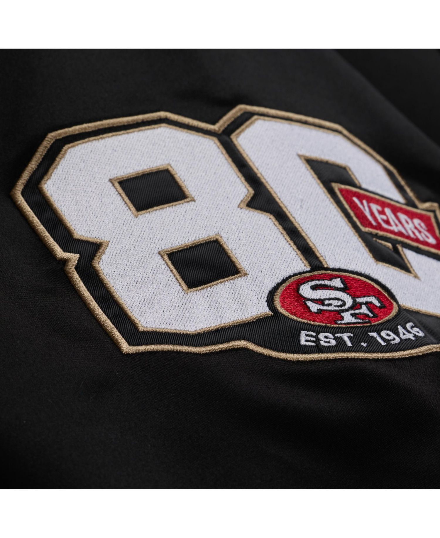 Men's Mitchell Ness Black San Francisco 49ers 80th Anniversary Heavyweight Satin Full-snap Jacket