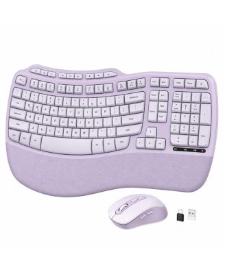 Wireless Ergonomic Adjustable Keyboard and Mouse Combo, Compatible with Windows and macOS