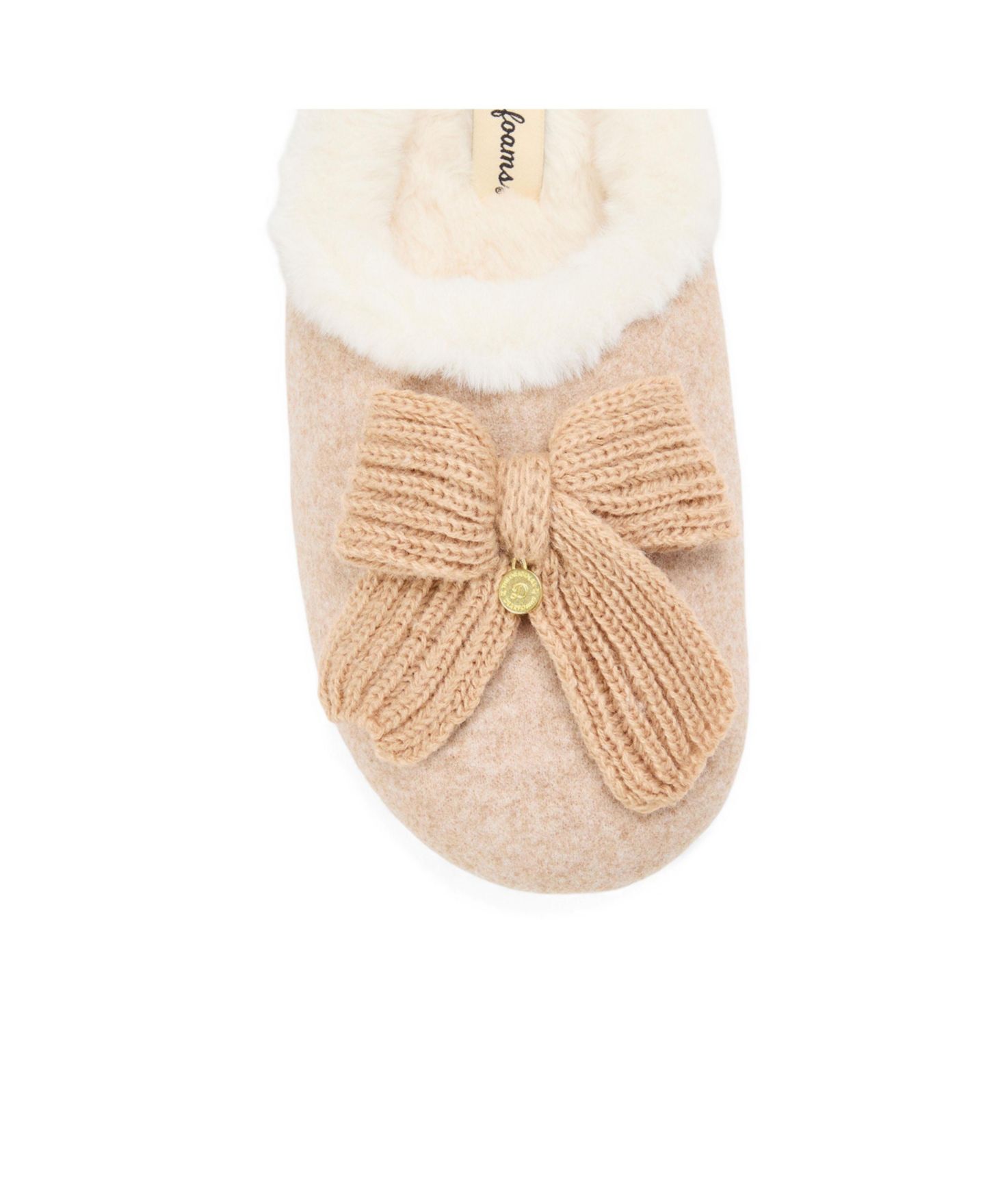 Женские сабо Dearfoams Josie Knit Clog Slipper with Bow, цвет: Латте — фото 8