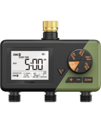 Brass 3-Zone Programmable Sprinkler Timer with Large Display, Rain Delay and Manual Watering
