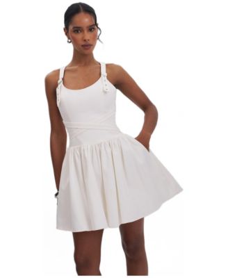 Women's Francine Scoop Neck Crossover Strap Mini Denim Dress