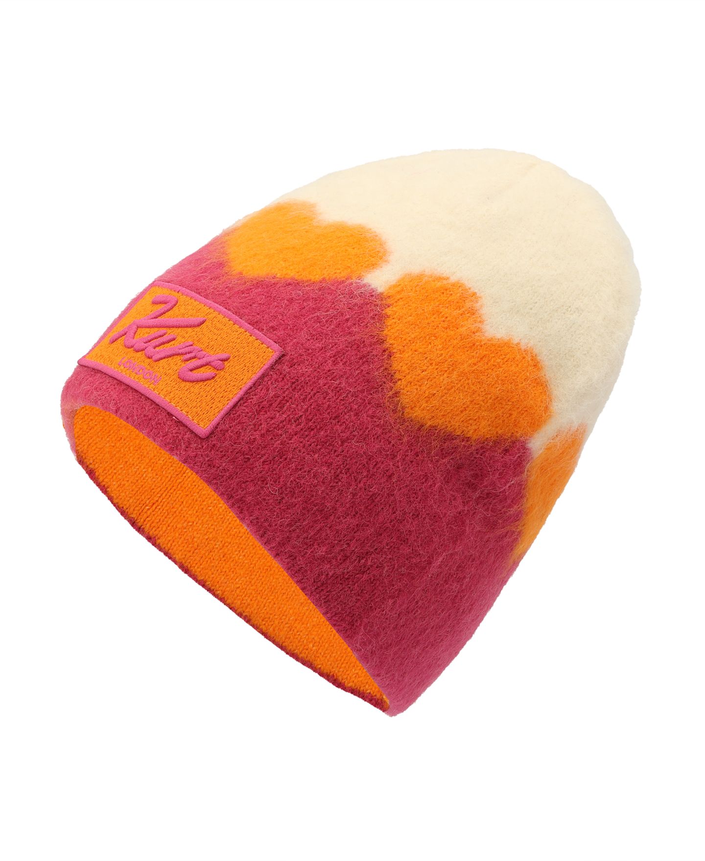 Женская шапка Kurt Geiger London Heart Jacquard Knit Beanie Hat, цвет: Фуксия — фото 3
