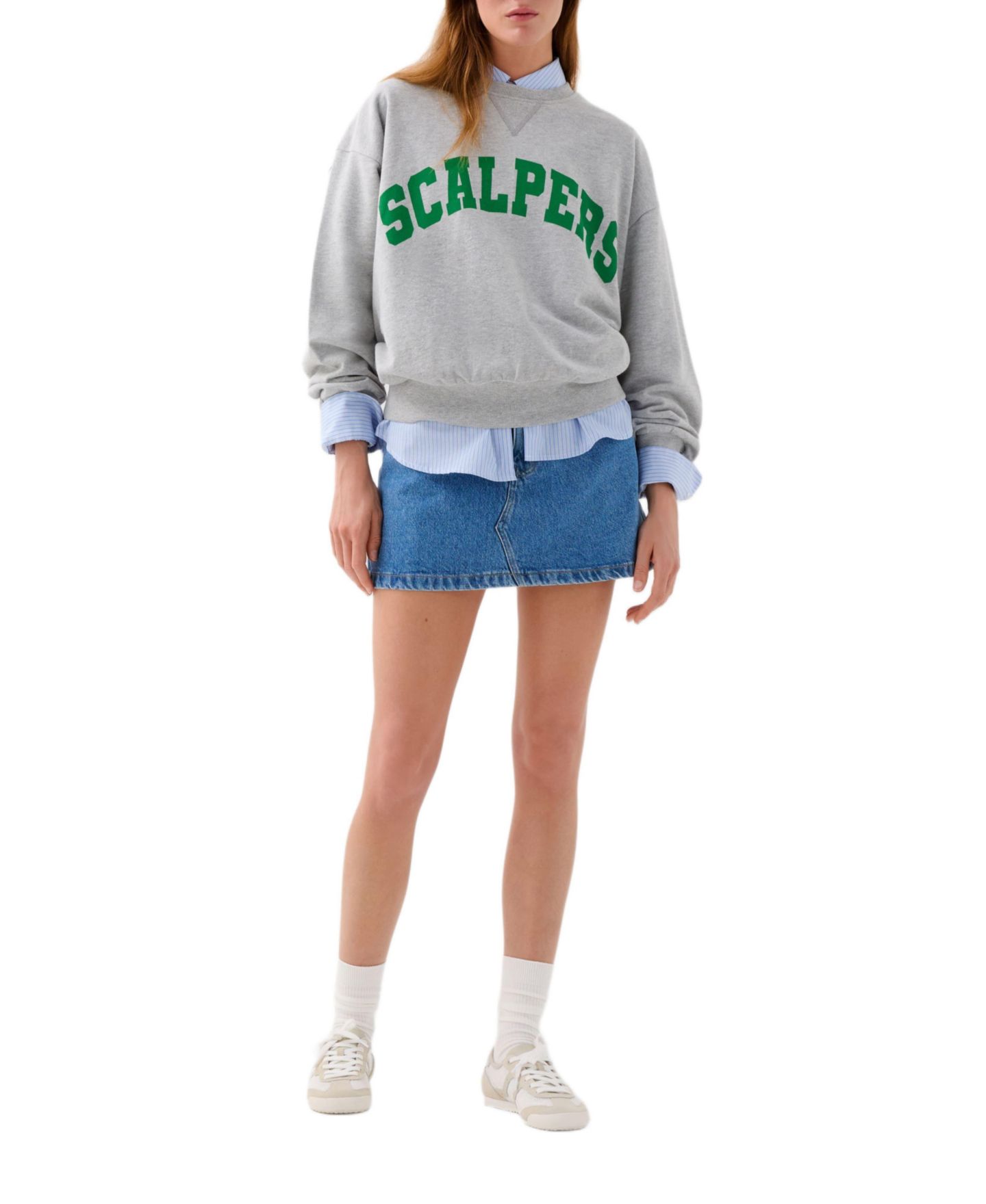 Женская толстовка Scalpers Long-Sleeve Crewneck Graphic, цвет: Средний серый — фото 2