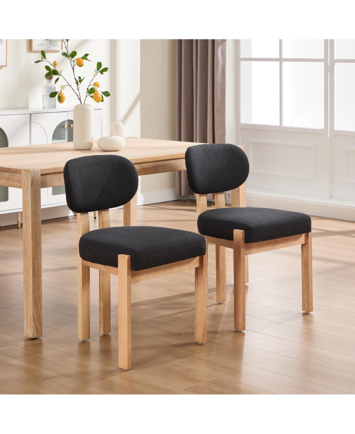 Flynama Wooden Dining Chairs Set of 2, Modern Fabric Upholstered Kitchen Chairs