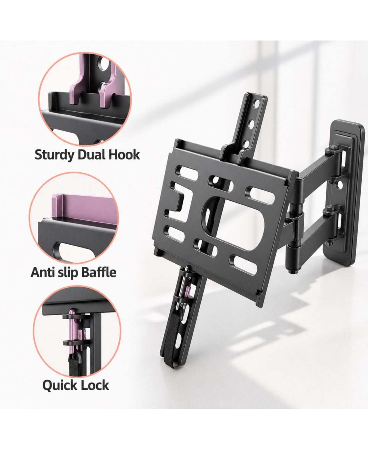 Lofree Full-Motion Heavy-Duty Low-Profile Tv Wall Mount, Up to 32"