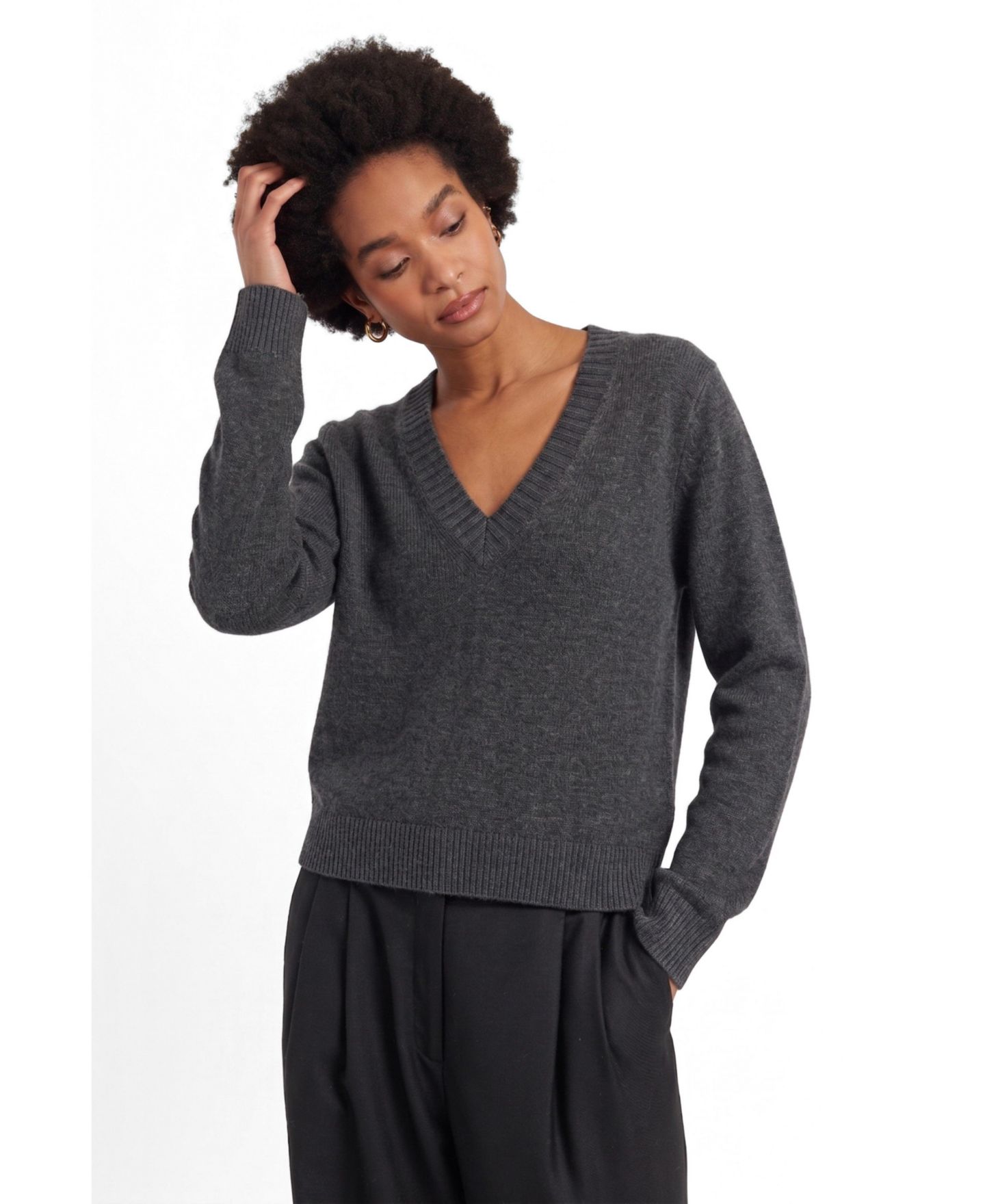 Женский свитер Chinti & Parker Wool-Cashmere V-Neck, цвет: Серый — фото 1