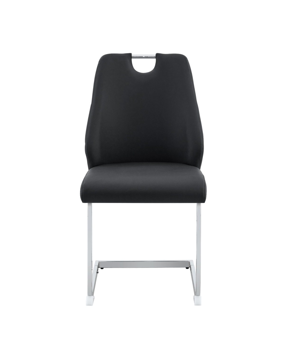 Flynama Set of 2 Mesh Pu High Back Dining Chairs, Back Ring Chrome Pull Handle Solid Iron Frame