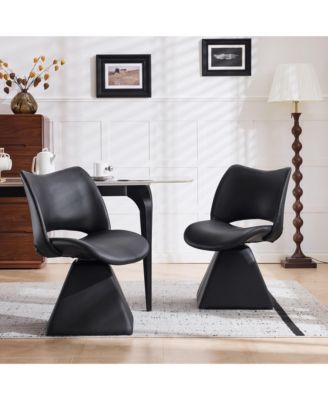 Set of 2 Swivel Dining Chairs, Faux Leather High Back Kitchen Chairs, Modern Accent