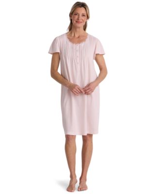 Women's Silky-Knit Pointelle Lace-Trim Cotton-Blend Nightgown