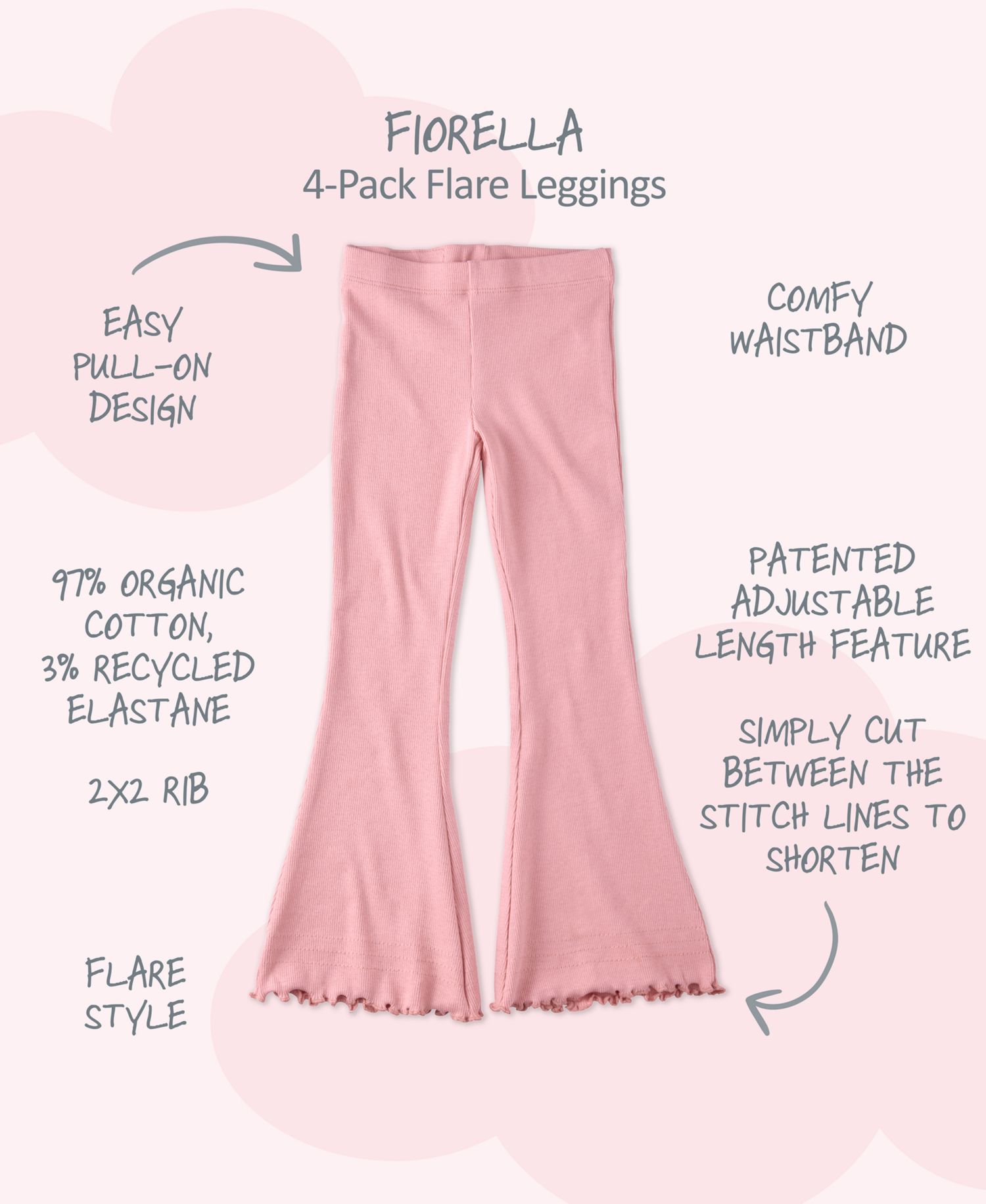 Baby Girls' Fiorella Flare Leggings, 4-Pack