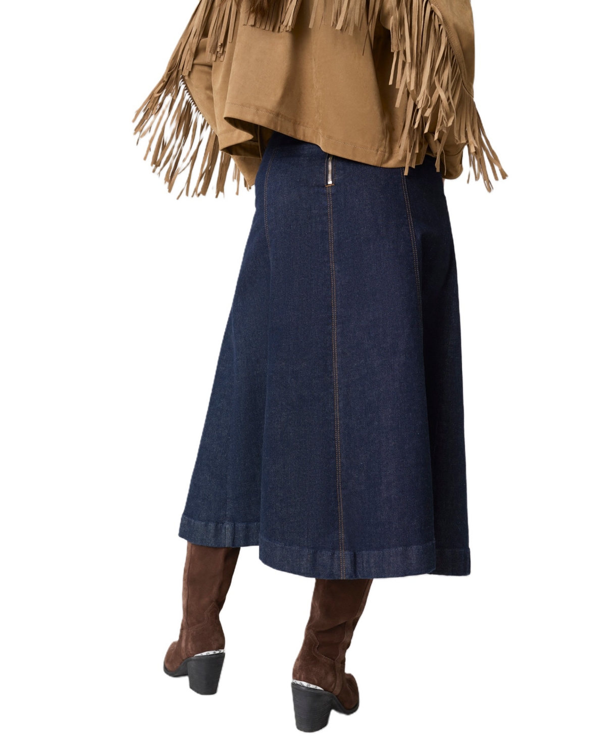 Guess Women's Rayne High-Waisted A-Line Midi Denim Skirt