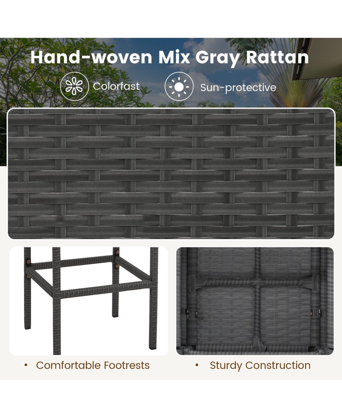 Mecale 5-Piece Outdoor Wicker Bar Set with Hidden Storage and Cushions