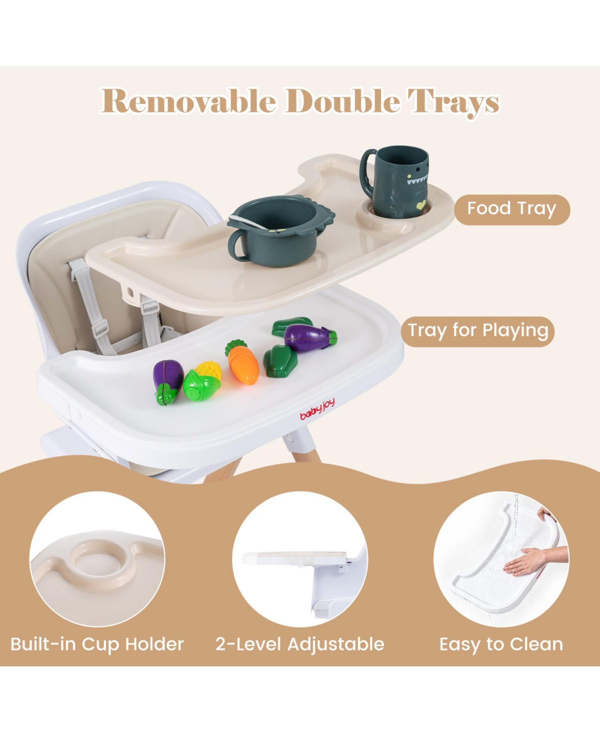 Costway 4-in-1 Convertible Baby High Chair with Detachable and Adjustable Tray