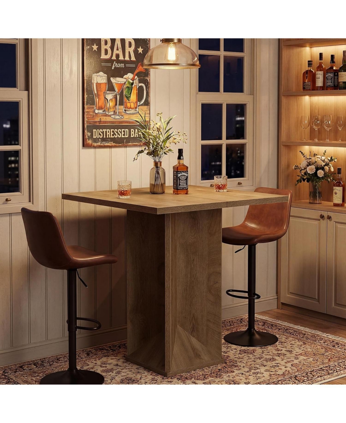 Tribesigns Square Bar Table, 31.5" Counter Height Pub Bistro Table, Home Bar Unit for Small Spaces, Kitchen, Home Bar