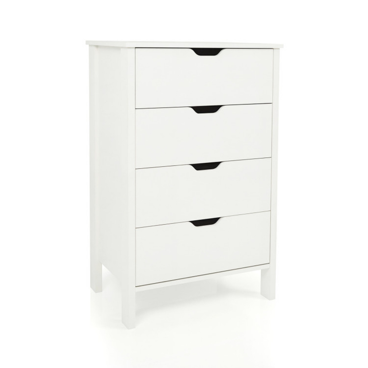Sugift Minimalist 4-Drawer Dresser for Bedroom with Cut-Out Handles and Anti-Tipping Kits