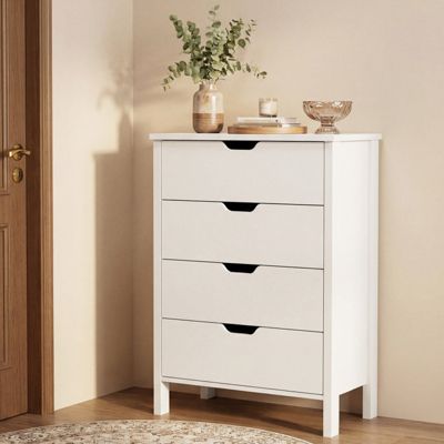 Minimalist 4-Drawer Dresser for Bedroom with Cut-Out Handles and Anti-Tipping Kits