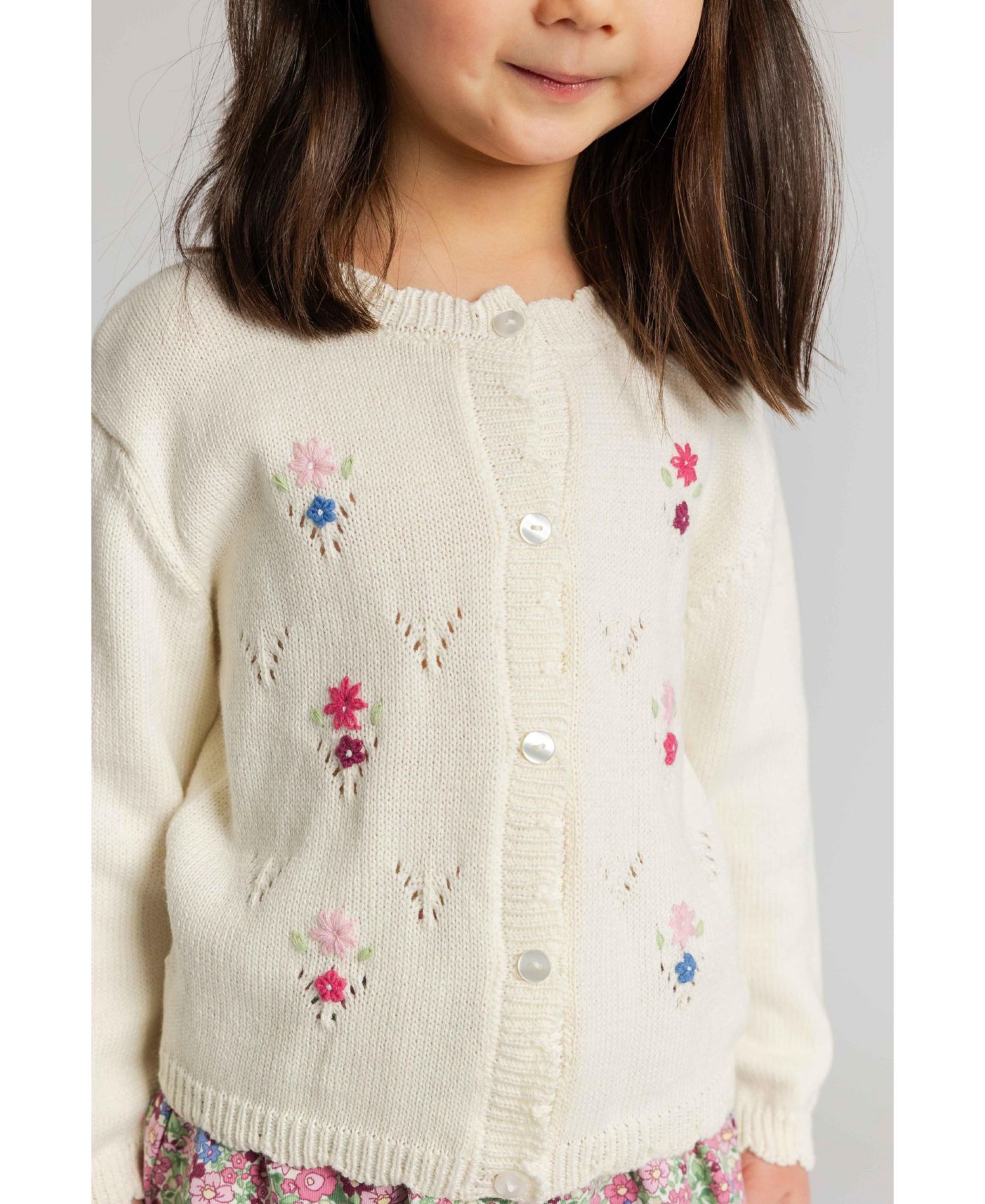 Baby Girl 12M-24M Sweater with Hand Embroidered Flowers