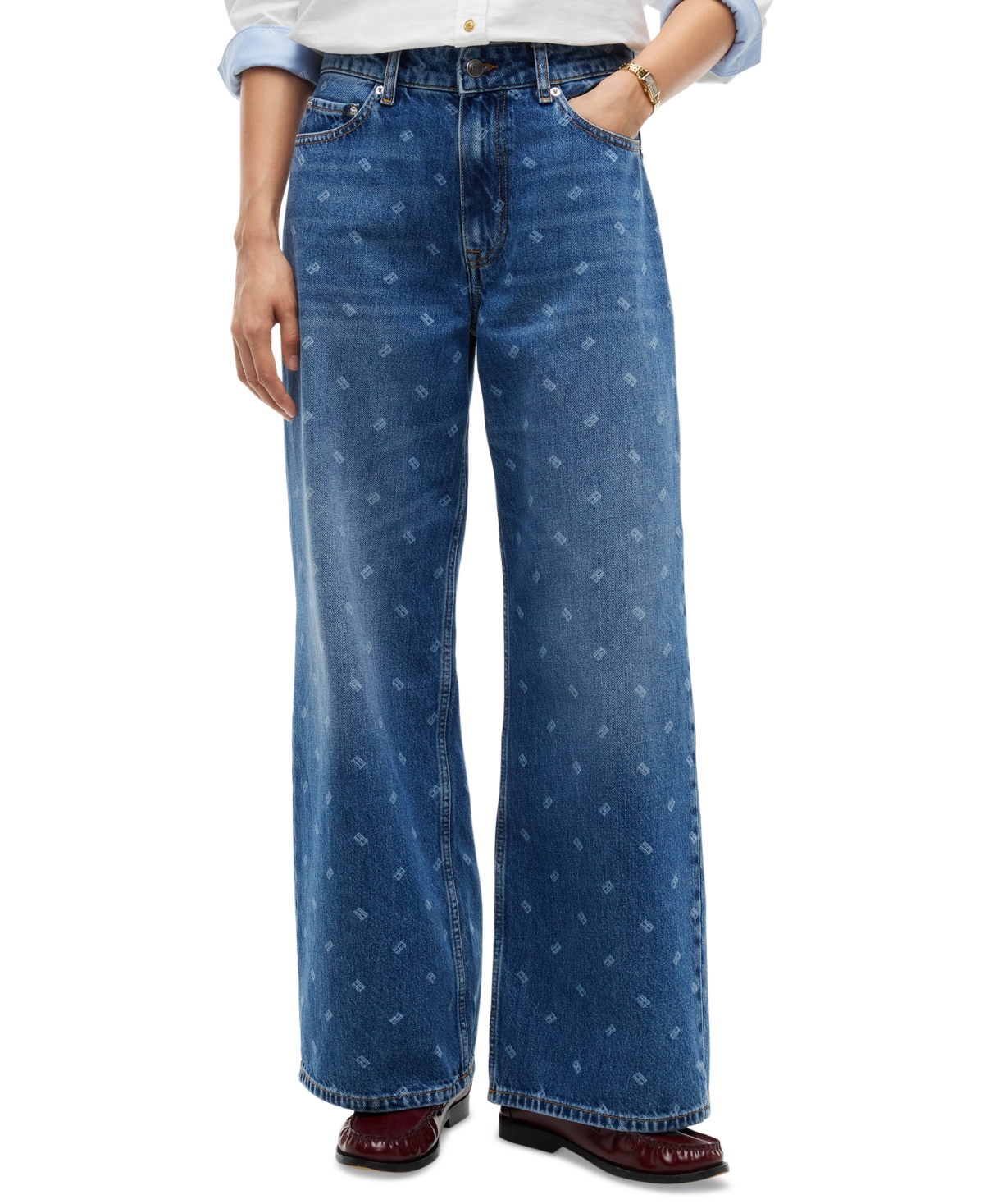Tommy Hilfiger Women's American Icons High-Rise Wide-Leg Jeans