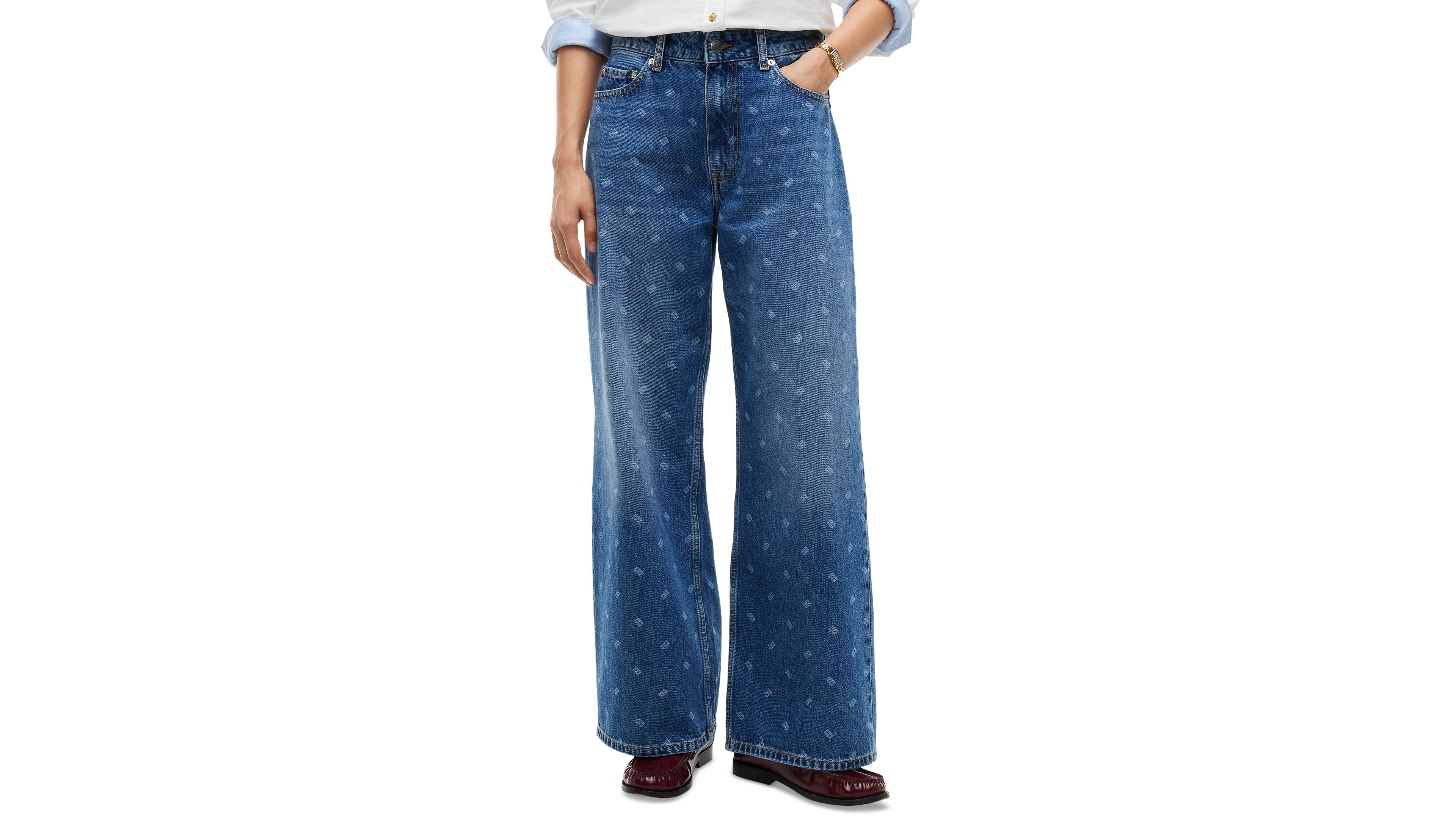 Tommy Hilfiger Women's American Icons High-Rise Wide-Leg Jeans
