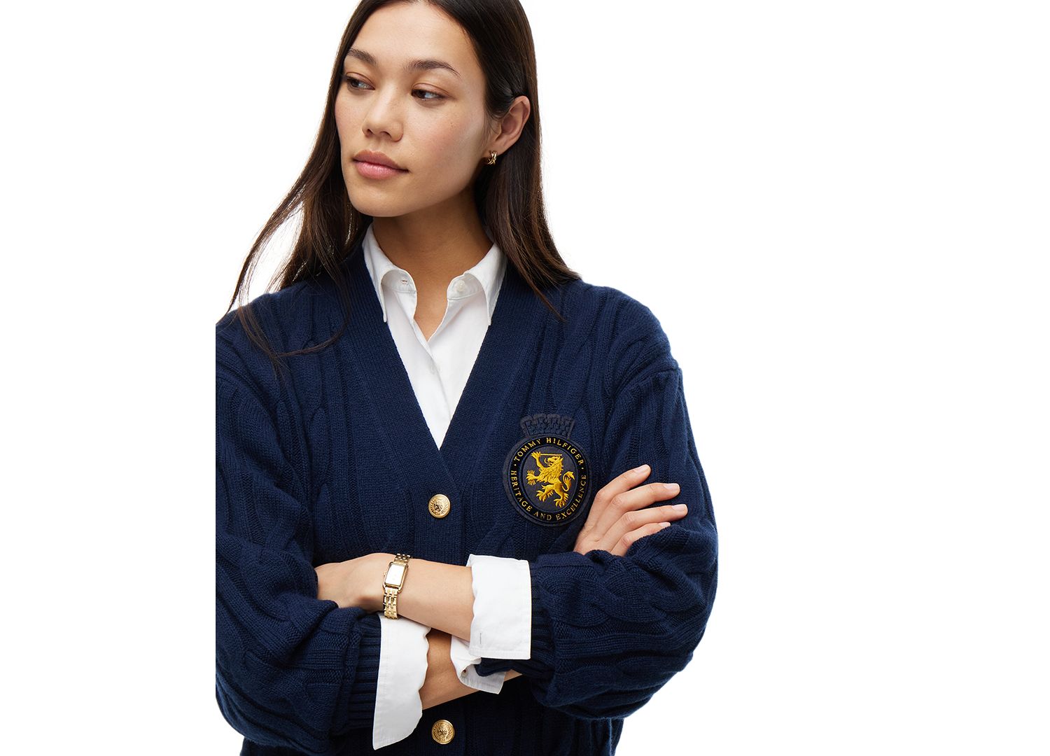 Women's American Icons Cable-Knit V-Neck Cardigan
