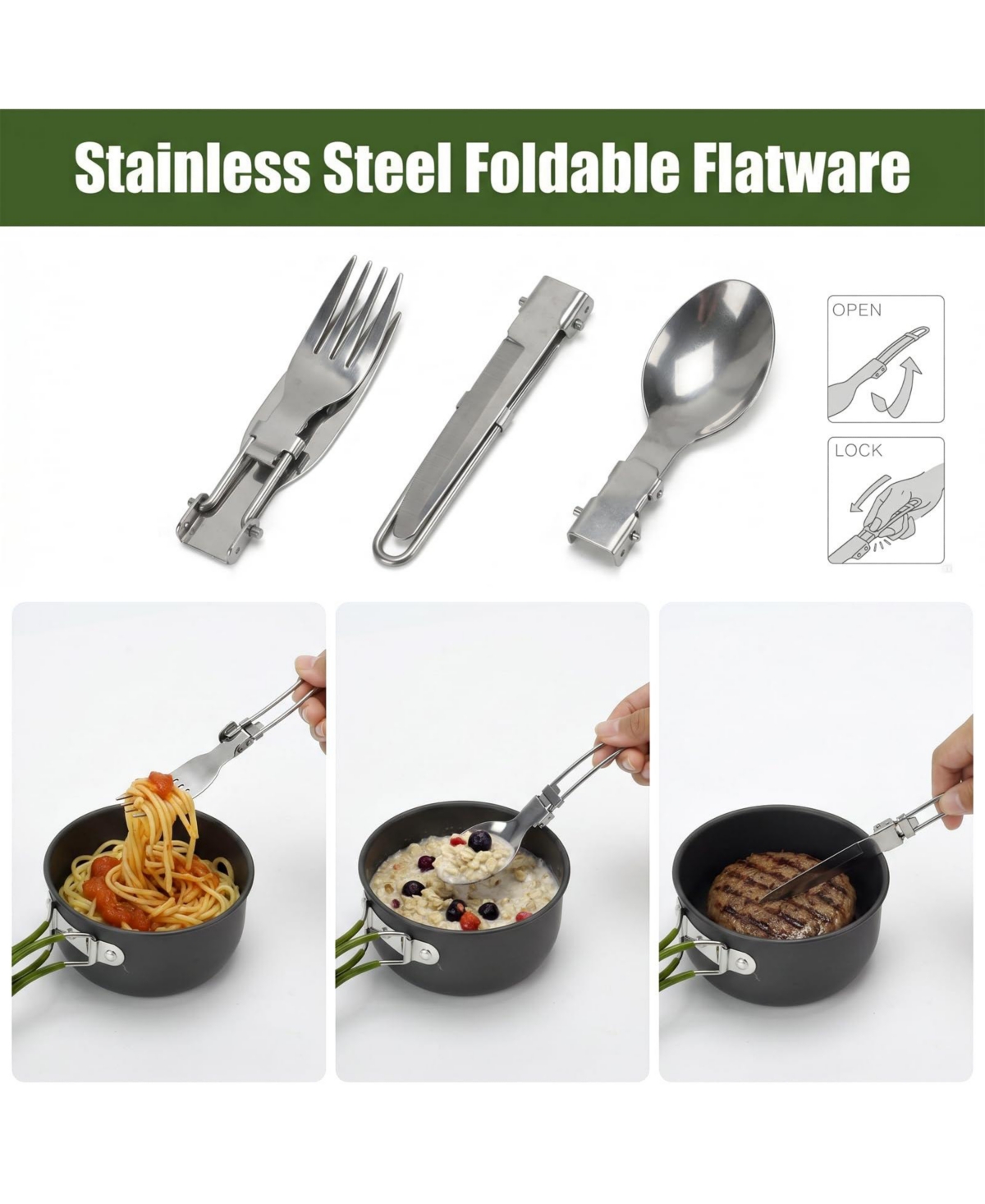 Piscifun Camping Cookware Set Non Stick Pots Stainless Steel Utensils Portable Outdoor Cooking Kit