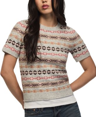 Women's Fair Isle Crewneck Short-Sleeve Sweater