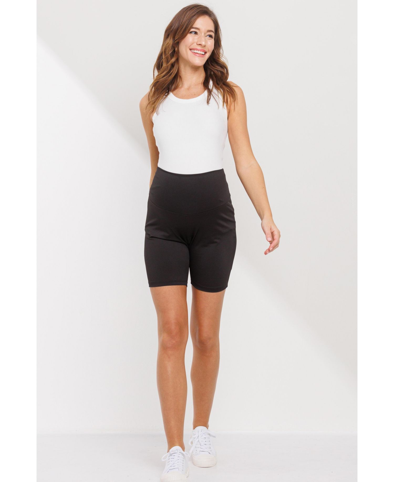 Maternity High-Waisted Biker Bike Shorts, 7" Inseam