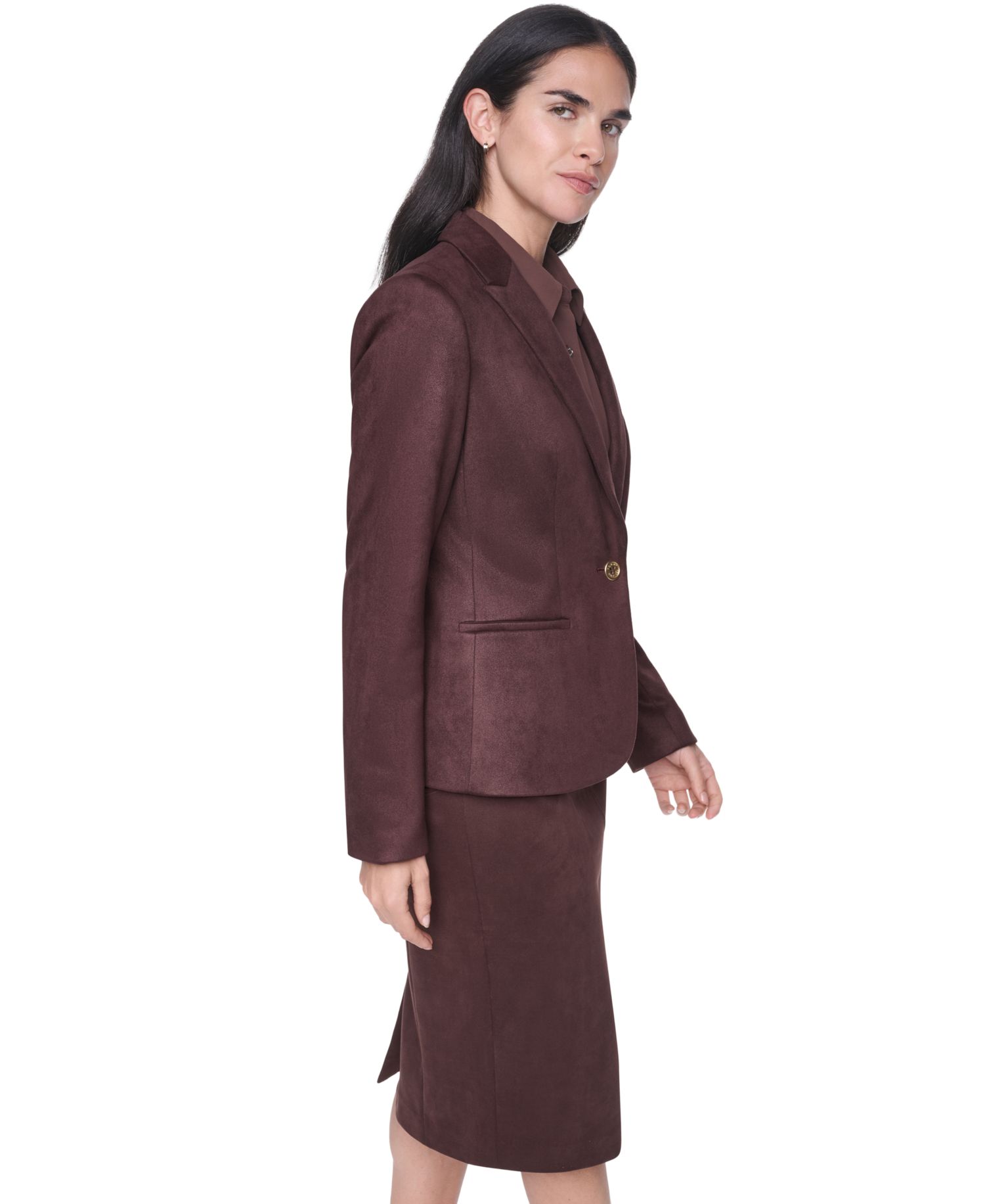 Women's Short One-Button Faux Suede Blazer
