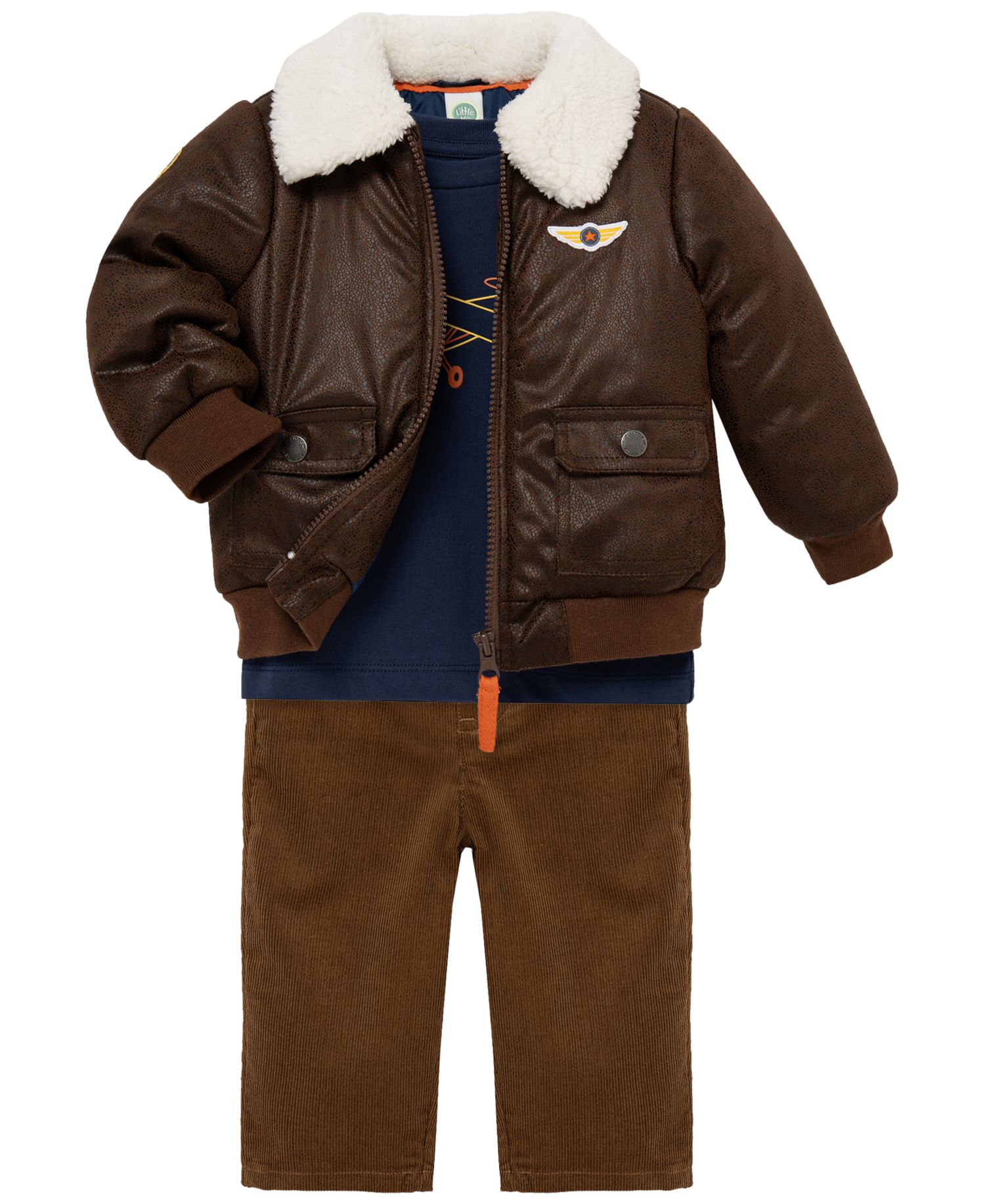 Baby Boys' Aviator Jacket, Long-Sleeve T-Shirt and Pants, 3-Piece Set