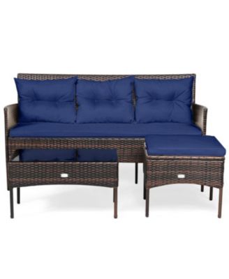 3 Pieces Patio Furniture Sectional Set with 5 Cozy Cushions