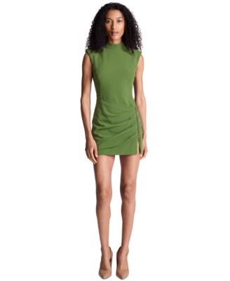 Women's Mock Neck Ruched Mini Dress