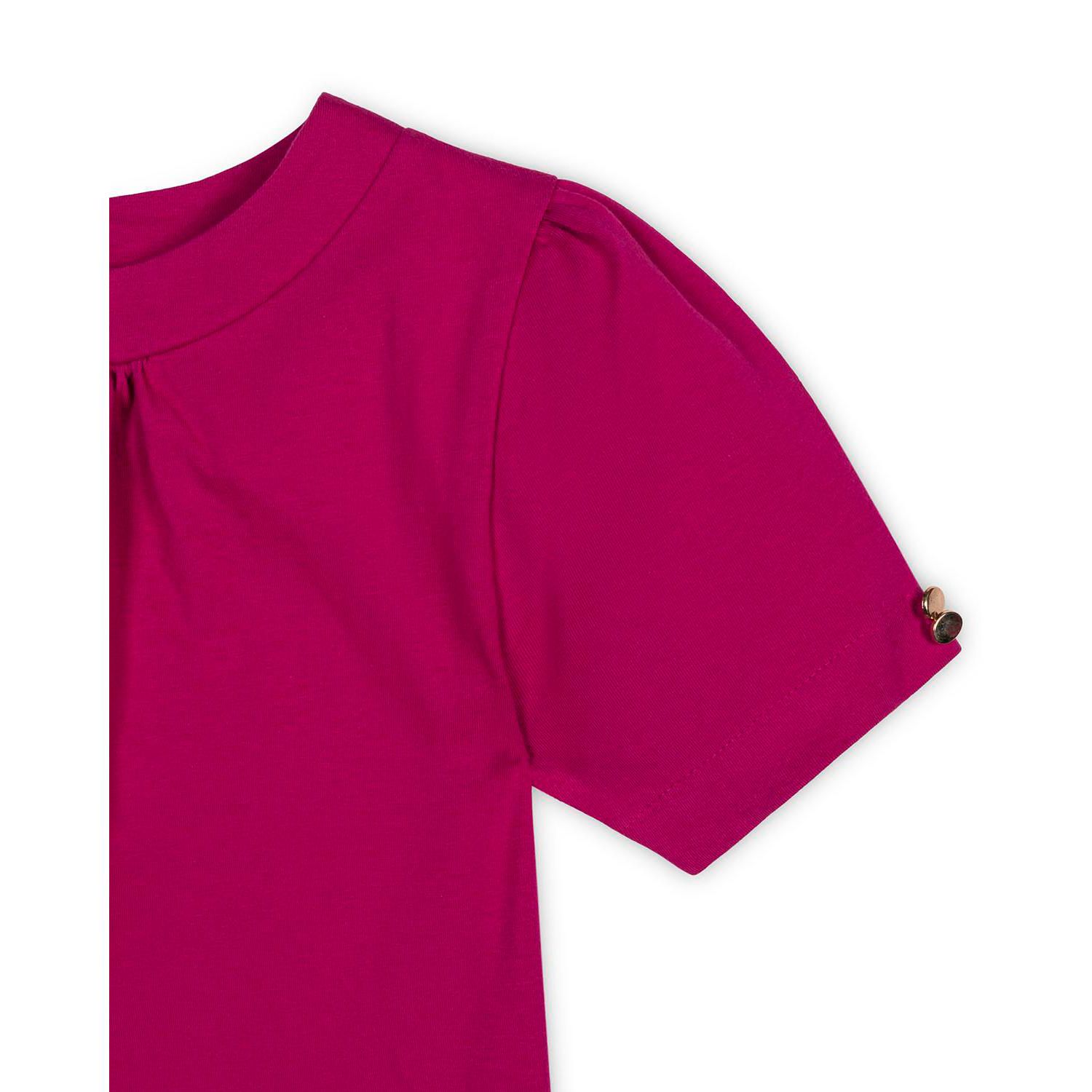 Little and Big Girls' XXS- L Organic Puff Sleeve Knit Top