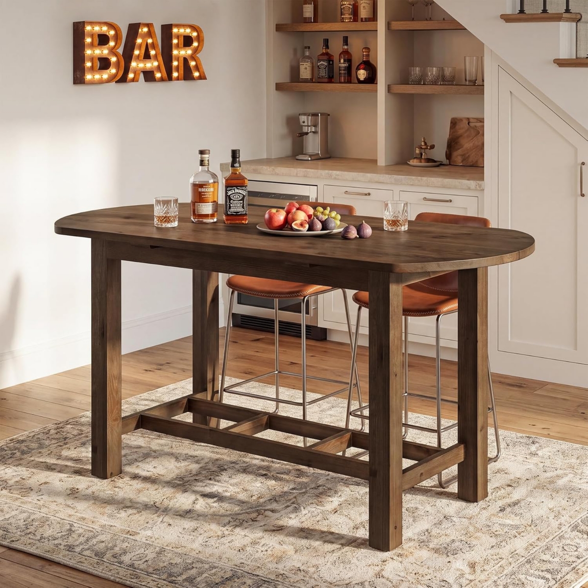 Tribesigns Bar Table Set, Counter Height Dining Table with Sturdy Frame