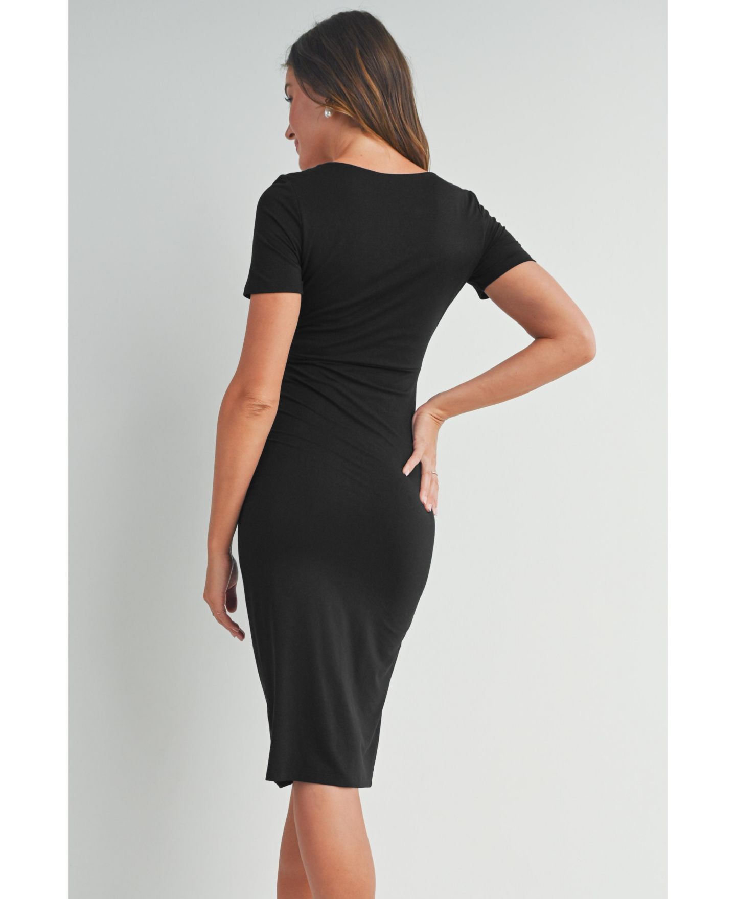 Женское платье Hello Miz Maternity Square Neck Short-Sleeve Bodycon, цвет: Чёрный — фото 3