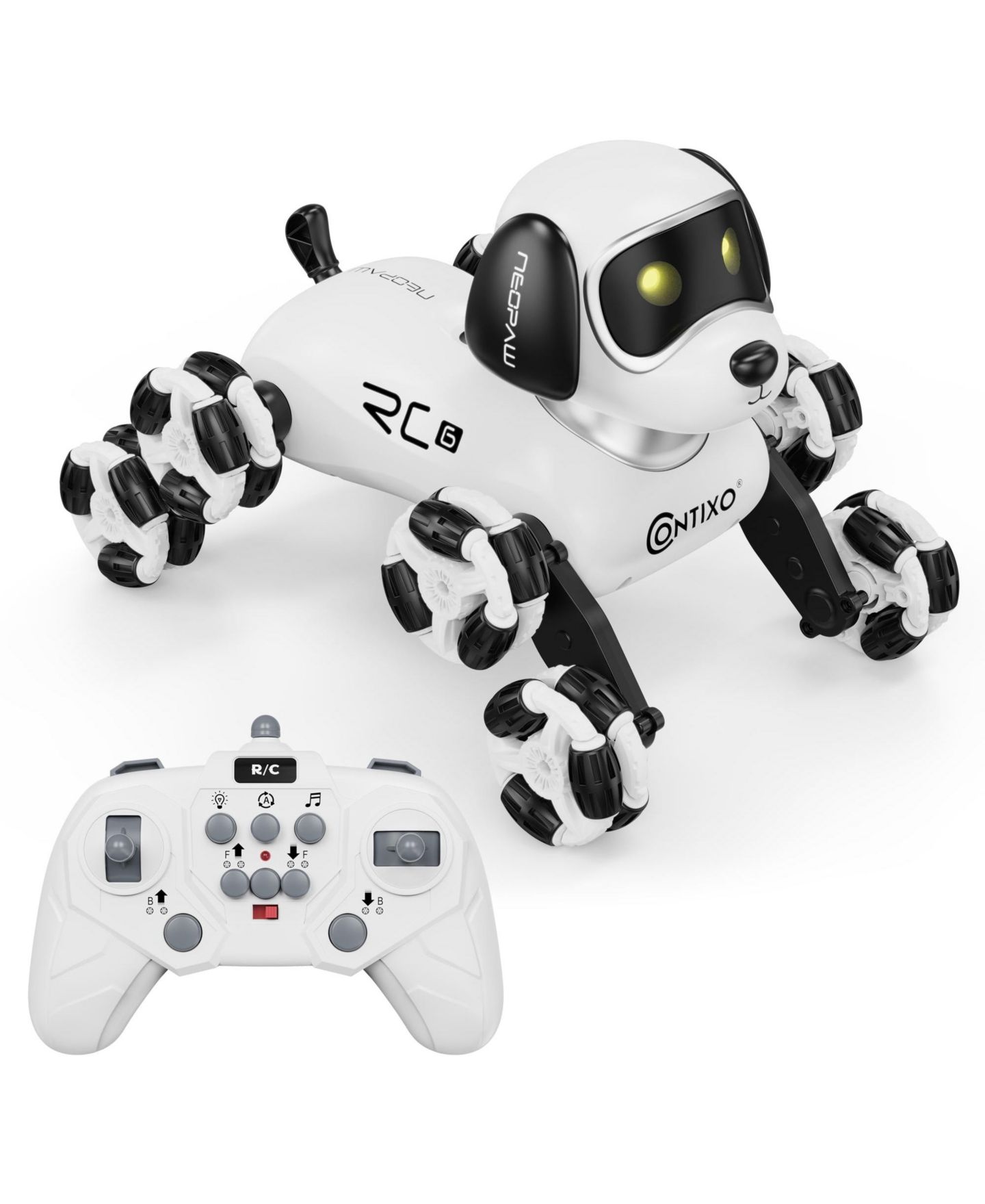Детская игрушка Contixo RC6 NeoPaw 8-Wheel LED RC Robot Dog with Sounds, цвет: Белый / Чёрный — фото 1