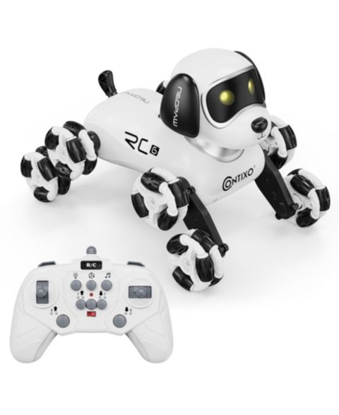 Детская игрушка Contixo RC6 NeoPaw 8-Wheel LED RC Robot Dog with Sounds, цвет: Белый / Чёрный