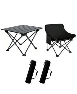 Folding Camping Chair Table Set 600D Oxford Fabric Portable Carry Bag Outdoor Patio Beach Fishing